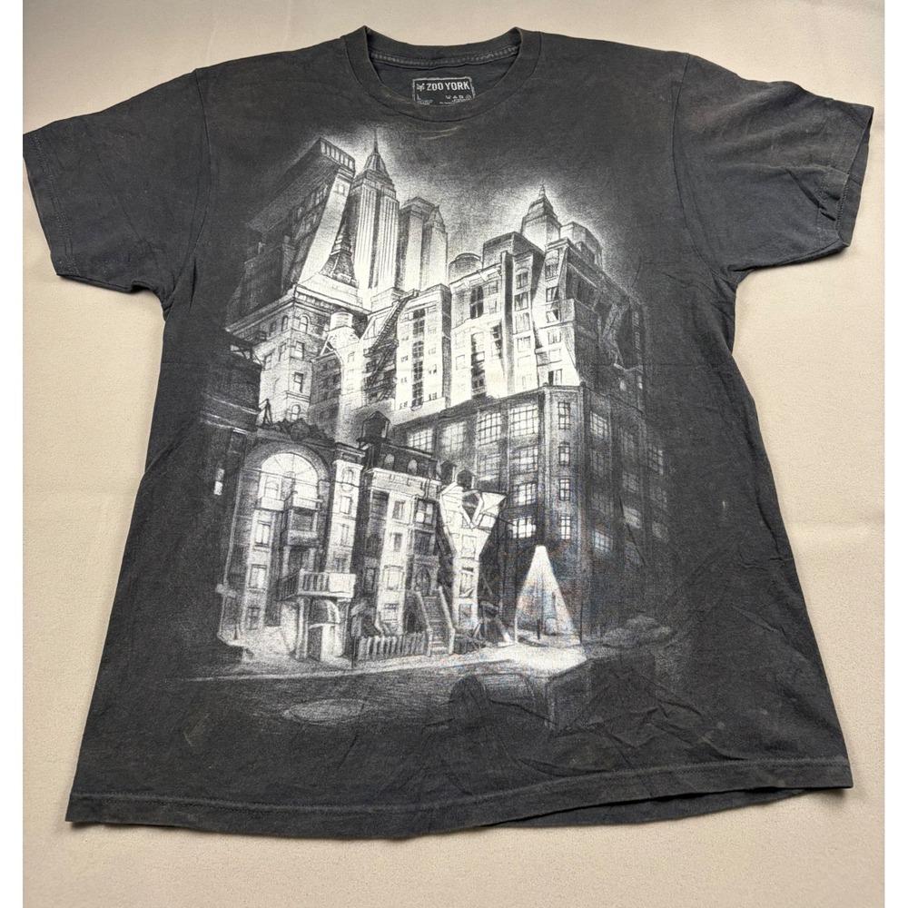 Zoo York Mens Graphic T-Shirt Black White NYC Cityscape Architecture Large